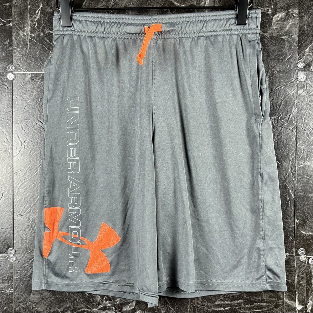 Under Armour Boy's Grey HeatGear Running Shorts Large (12)
